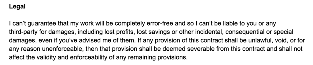 Freelance Contract Template Legal Protection Section ryrob Ryan Robinson