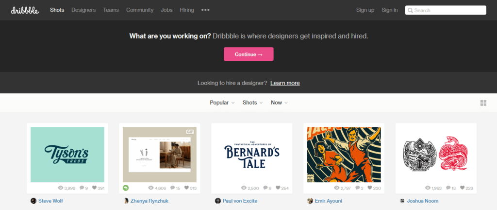 بهترین وب سایت های شغل آزاد Dribbble