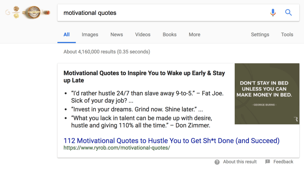 Motivational Quotes SERP Ranking 1 Google Organic