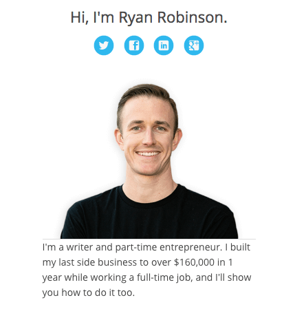 How to Start a Blog on the Side Ryan Robinson Sidebar Example
