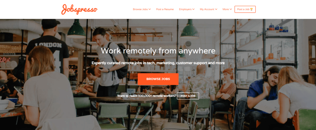 Jobspresso Homepage Screenshot