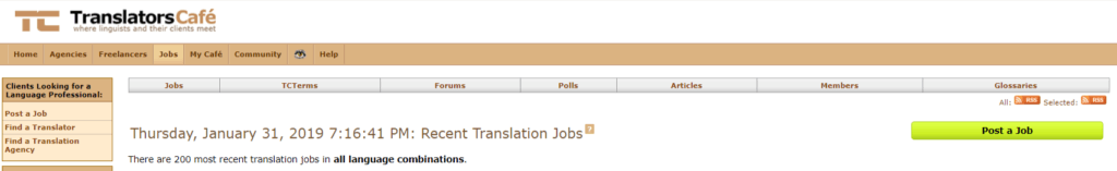 Sites web d'emplois à distance TranslatorsCafe