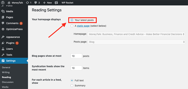 WordPress Blog Setting Your Homepage Tutorial