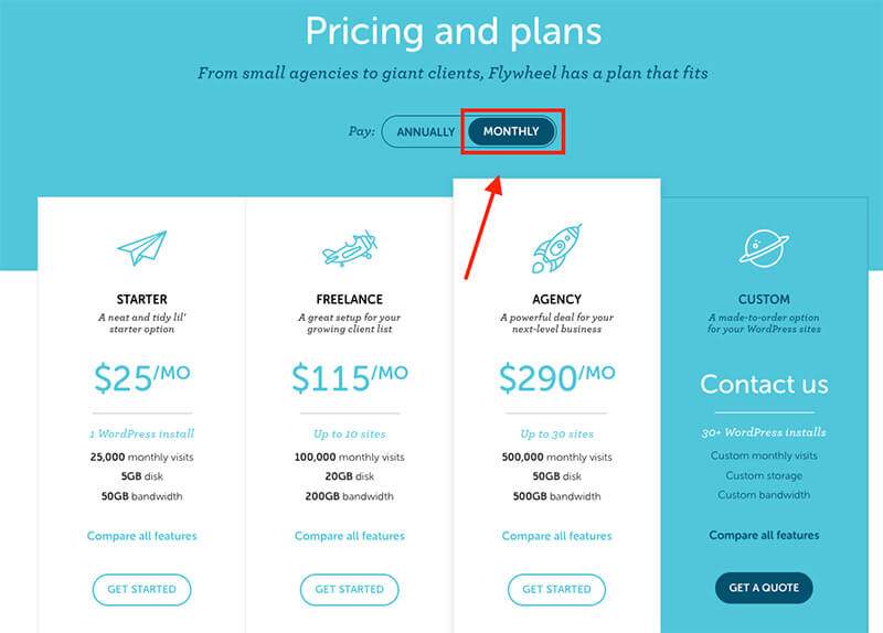 Flywheel Billed Monthly Web Hosting Plans for Bloggers