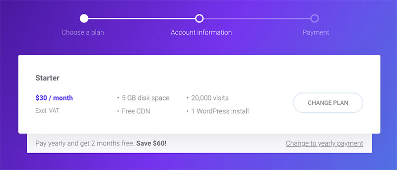 Kinsta Pricing Monthly Billed Startup Plan for Web Hosting