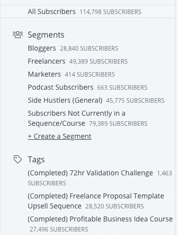 ConvertKit Comparision Features Segments