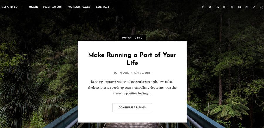Candor WordPress Theme for Bloggers (Clean and Simple)
