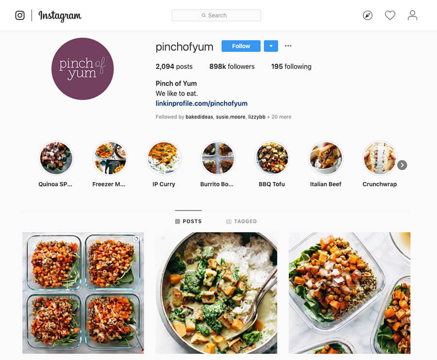 Food Blogging on Instagram Esempio di pizzico di Yum