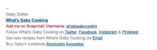 Gaby Dalkin Email Signature Food Blogger