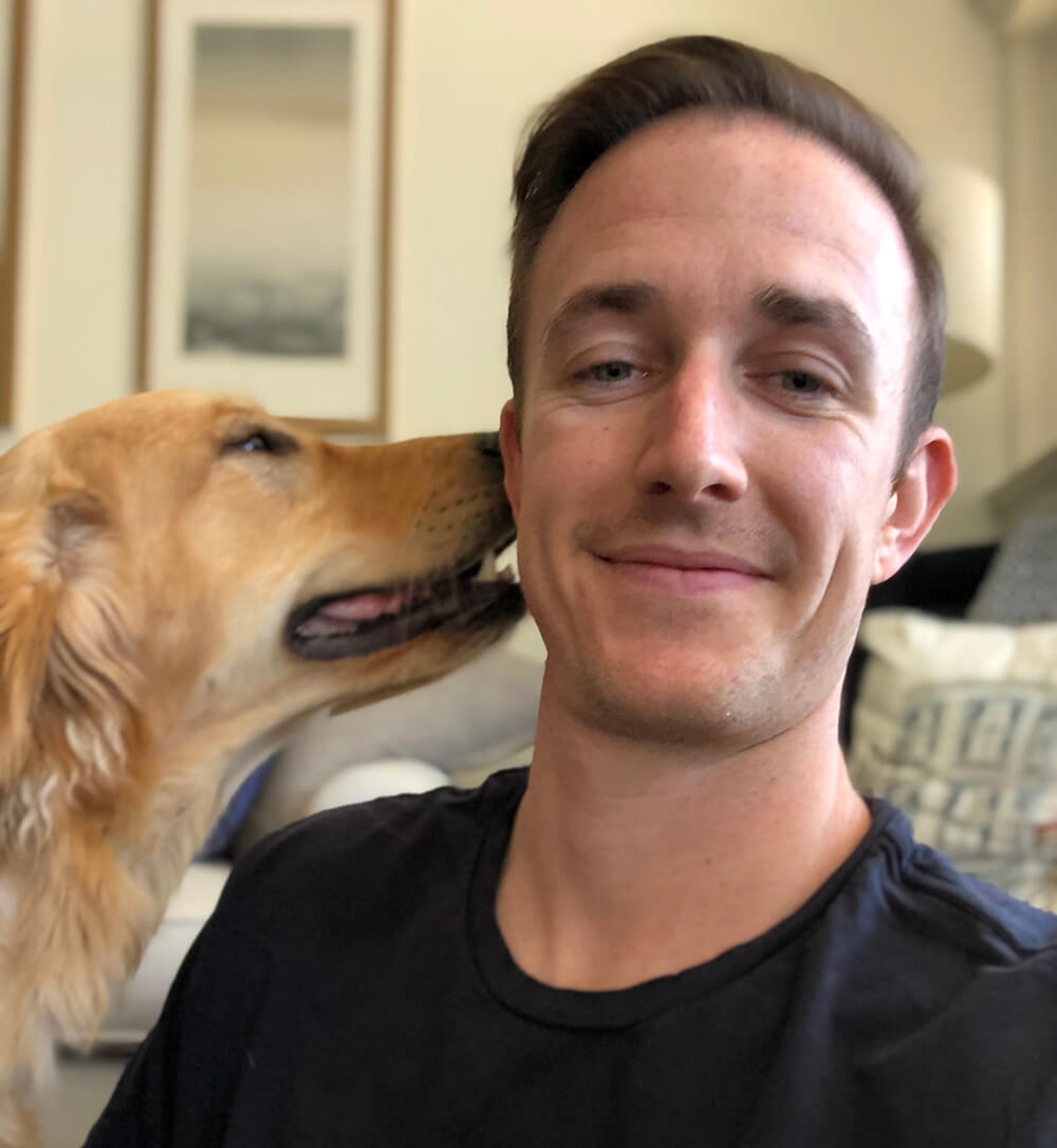 Ryan Robinson and Golden Retriever Pepper