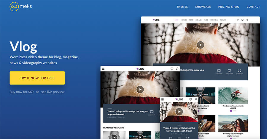 Vlog WordPress Theme da Meks para Vloggers e Video Bloggers