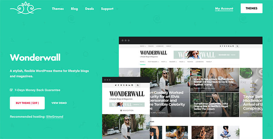 Thème WordPress Wonderwall pour les photographes et les blogueurs