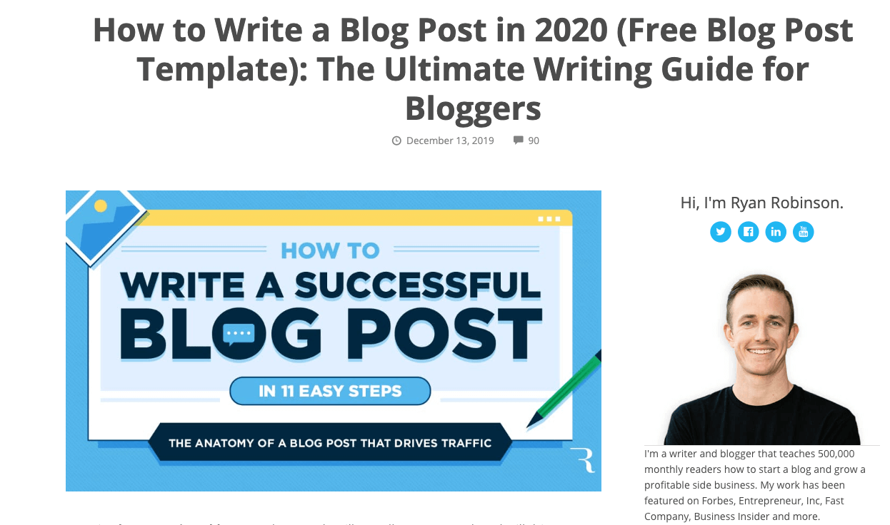 Captura de tela do título em Como escrever um artigo de postagem no blog