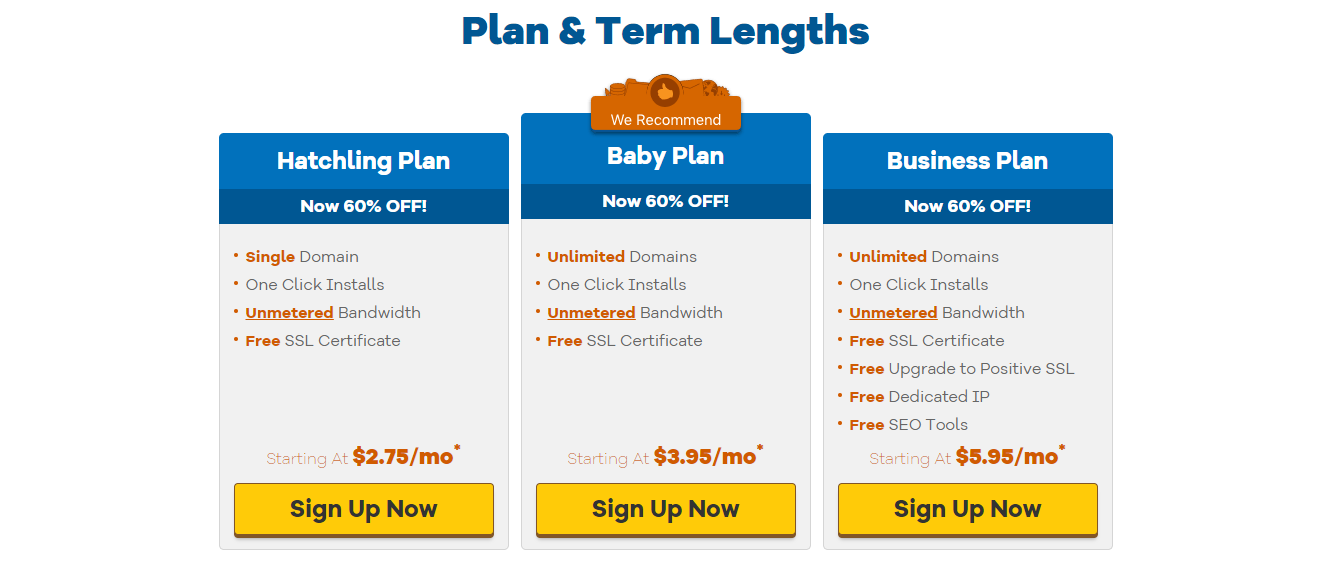 HostGator's Shared Hosting Plans and Pricing Comparison