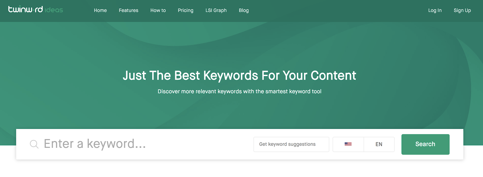 Twinword Ideas Keyword Research Tool (Homepage Screenshot)