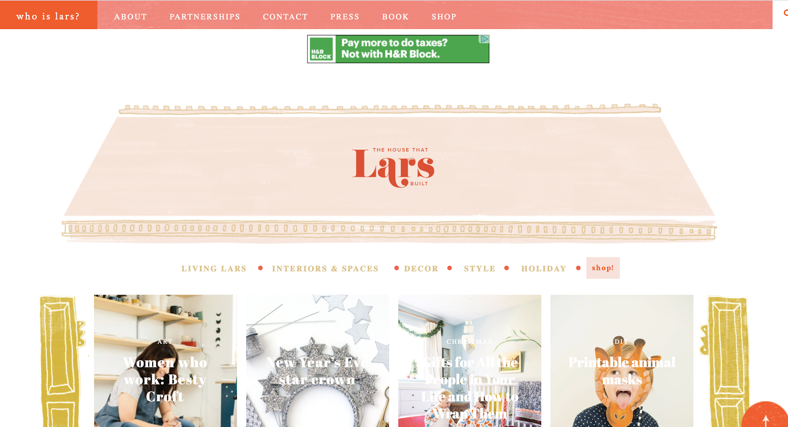 The House That Lars Built Homepage Screenshot (Blog Layout Examples)