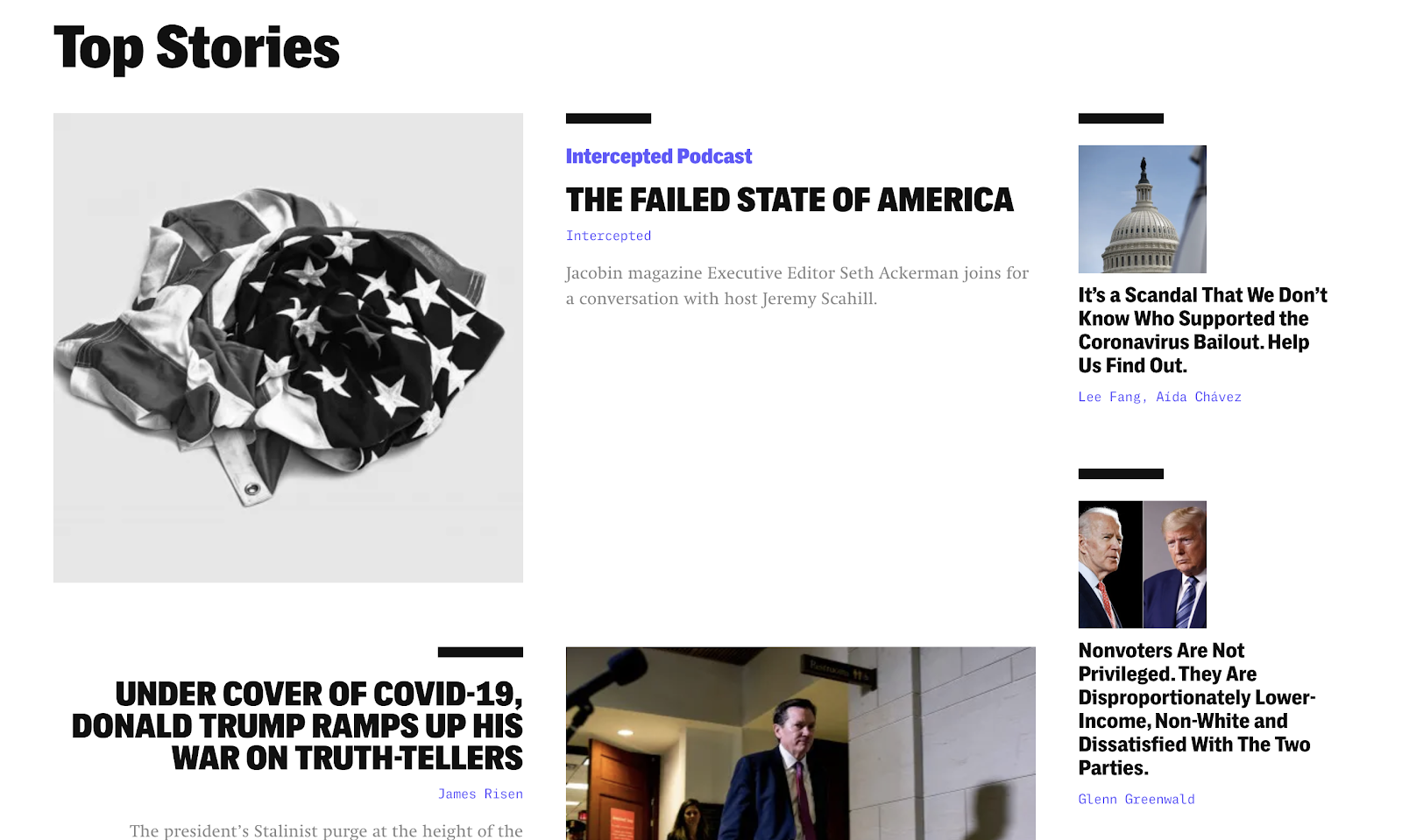 The Intercept Screenshot of Top Stories