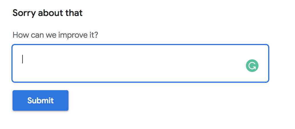 Screenshot of Google Feedback Widget (Example)