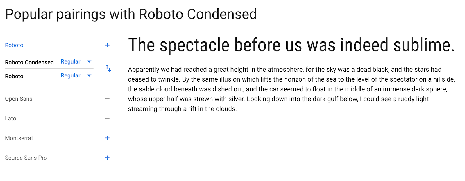 Google Fonts Screenshot (and Pairings Example)