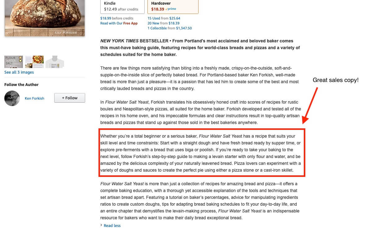 Amazon eBook Listing Description (Screenshot of Sales Copy)