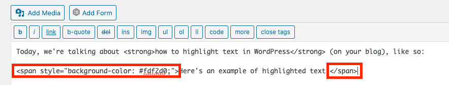 to HTML Highlight Text in (Gutenberg and in 2022