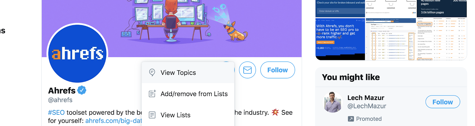 Finding a Twitter List (Screenshot) Example