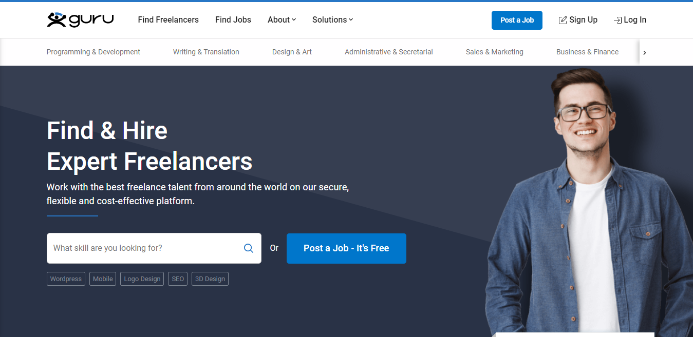 Guru Screenshot (Site for Finding Blogging Work)