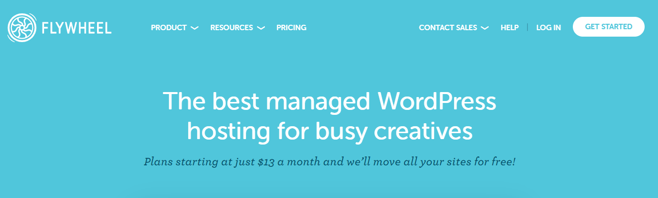 Flywheel Homepage Screenshot (Hosting Options)
