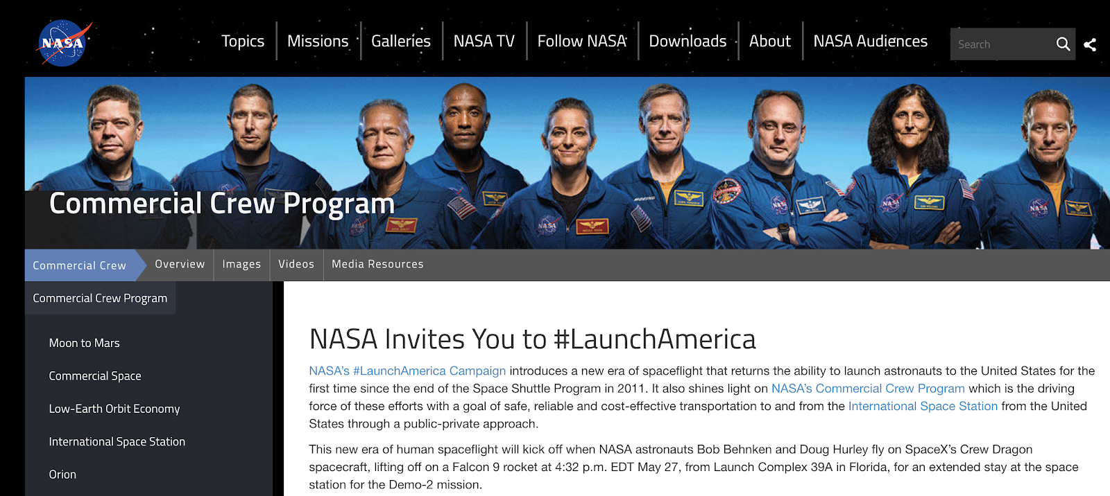 Nasa Example of Using Hashtags on Twitter (Screenshot)