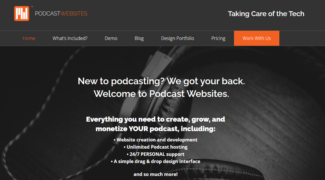 Podcast Websites (Capture d'écran de la page d'accueil)