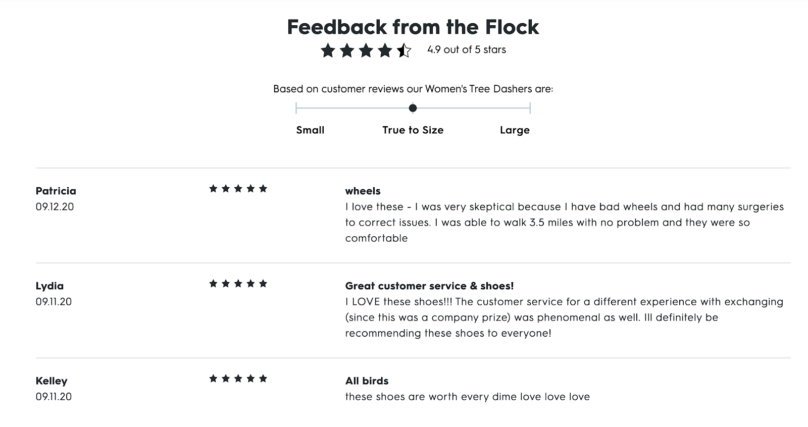 Product Review Placement on an eCommerce Website (Allbirds Example)