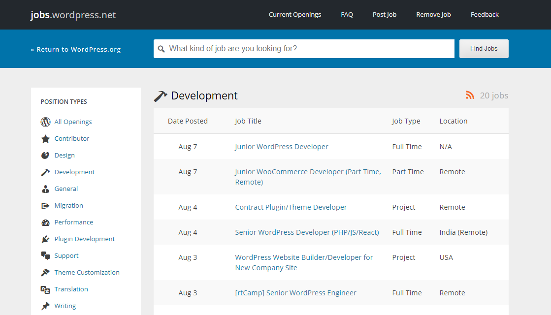 WordPress Jobs Board Screenshot