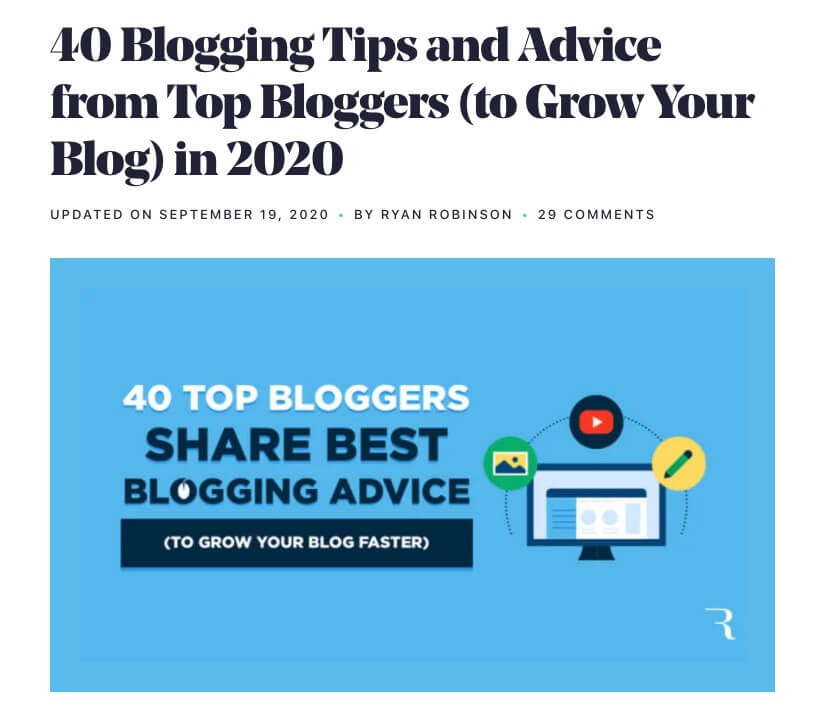Example of Networking to Market Your Blog (Screenshot of Advice Roundup)