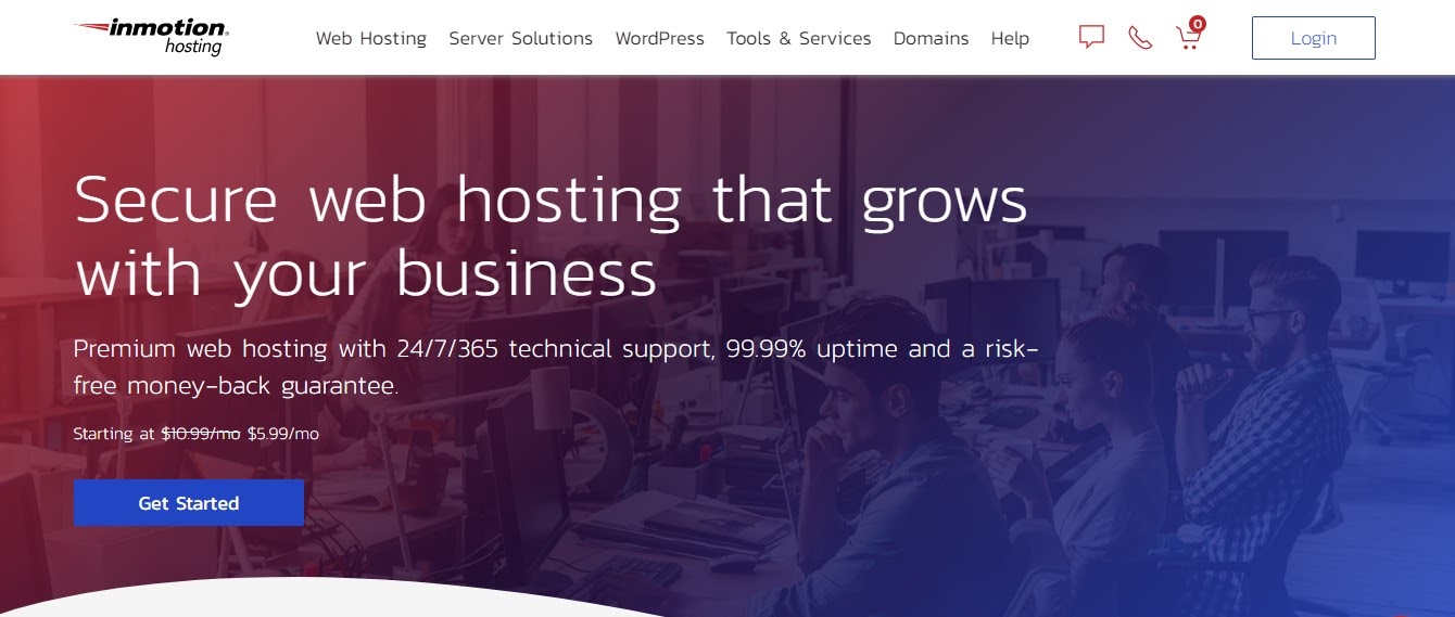 InMotion Eco-Friendly Web Hosting (Screenshot of Homepage)