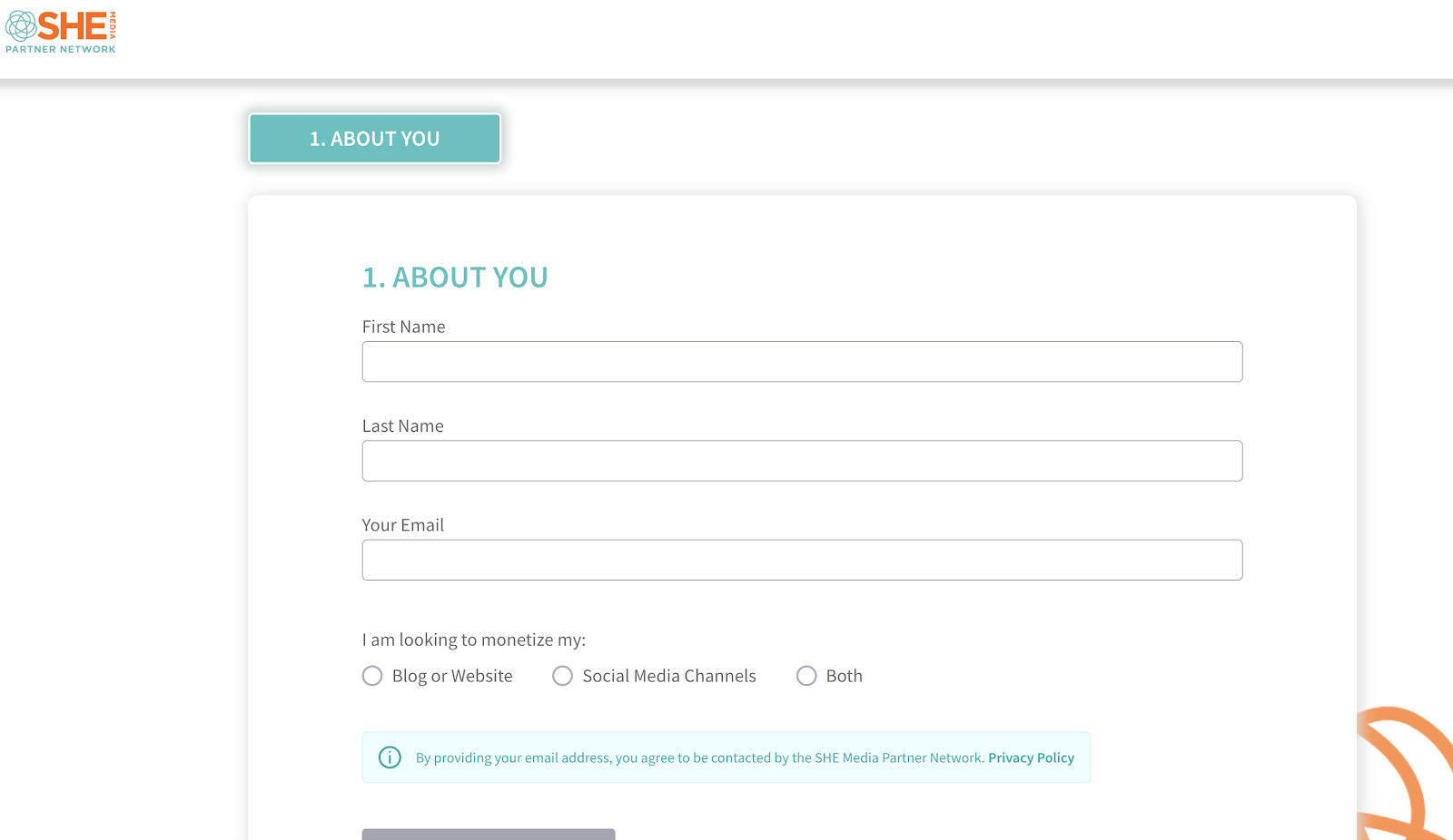 Application Form for SHE Media Network