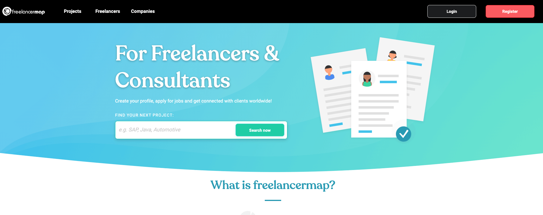 Capture d'écran de Freelancermap (site d'emploi pour les indépendants)