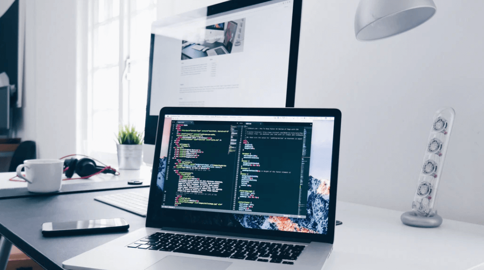 Stock Image of a Blogger Computer on a Desk