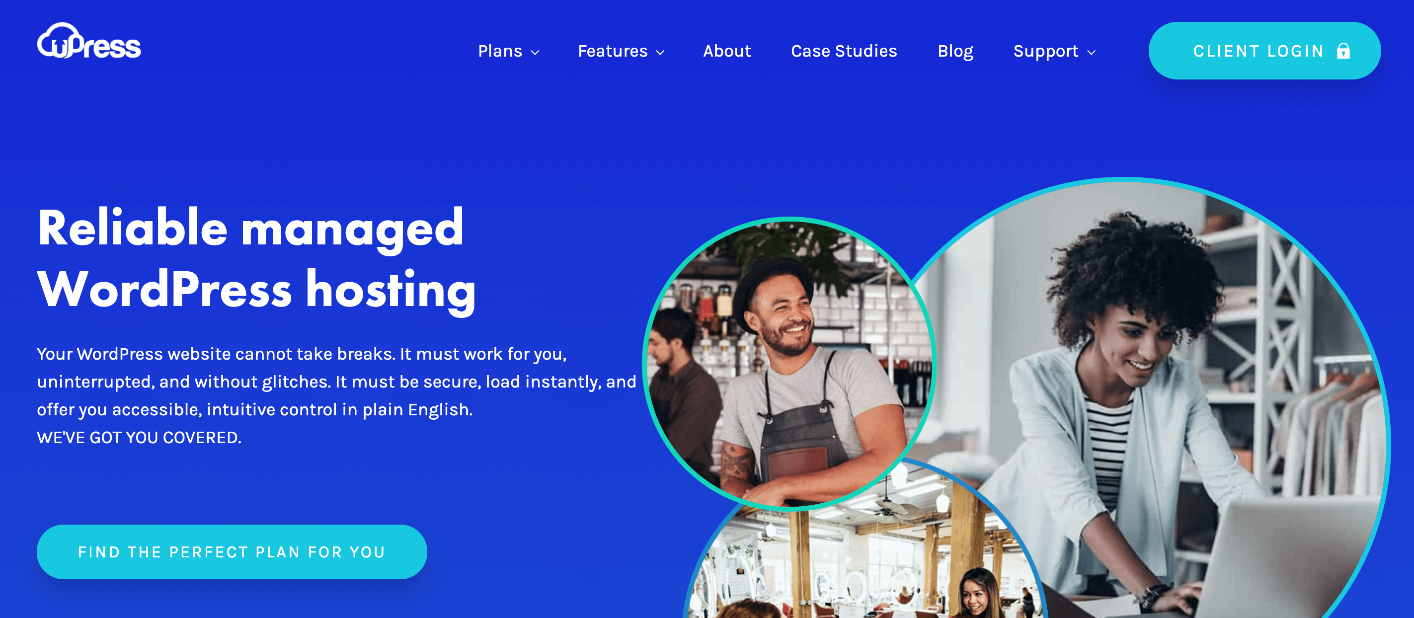 uPress Managed WordPress Hosting (Homepage Screenshot)