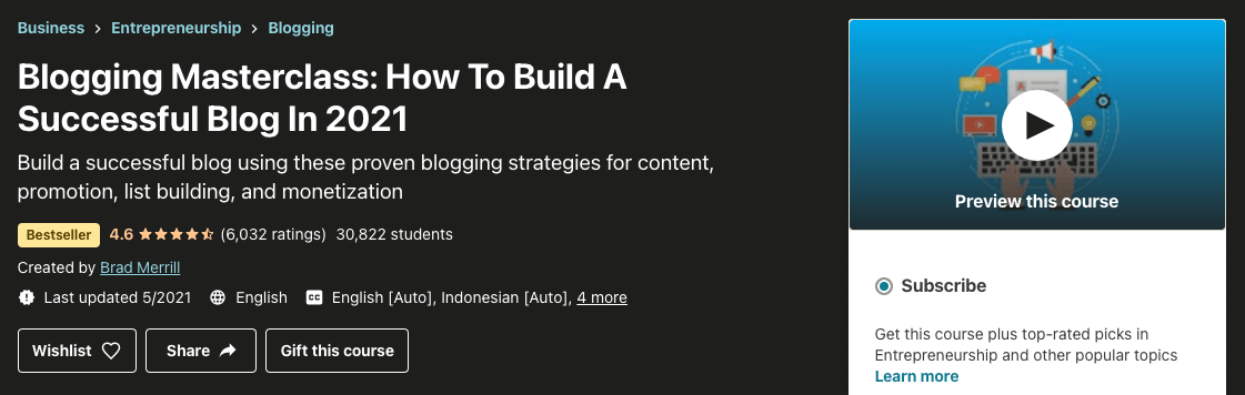 Blogging 101 Course (Build a Successful Blog) Screenshot