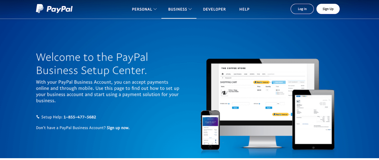 PayPal Business (capture d'écran) utilisé pour la gestion des impôts des blogueurs