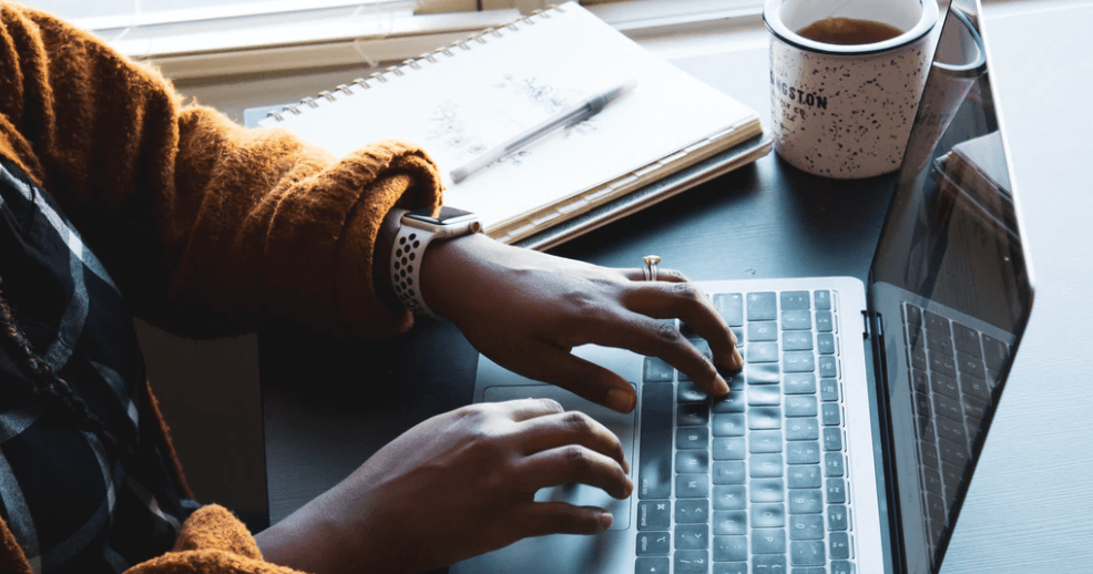 Stock Image of Blogger Typing (Example)