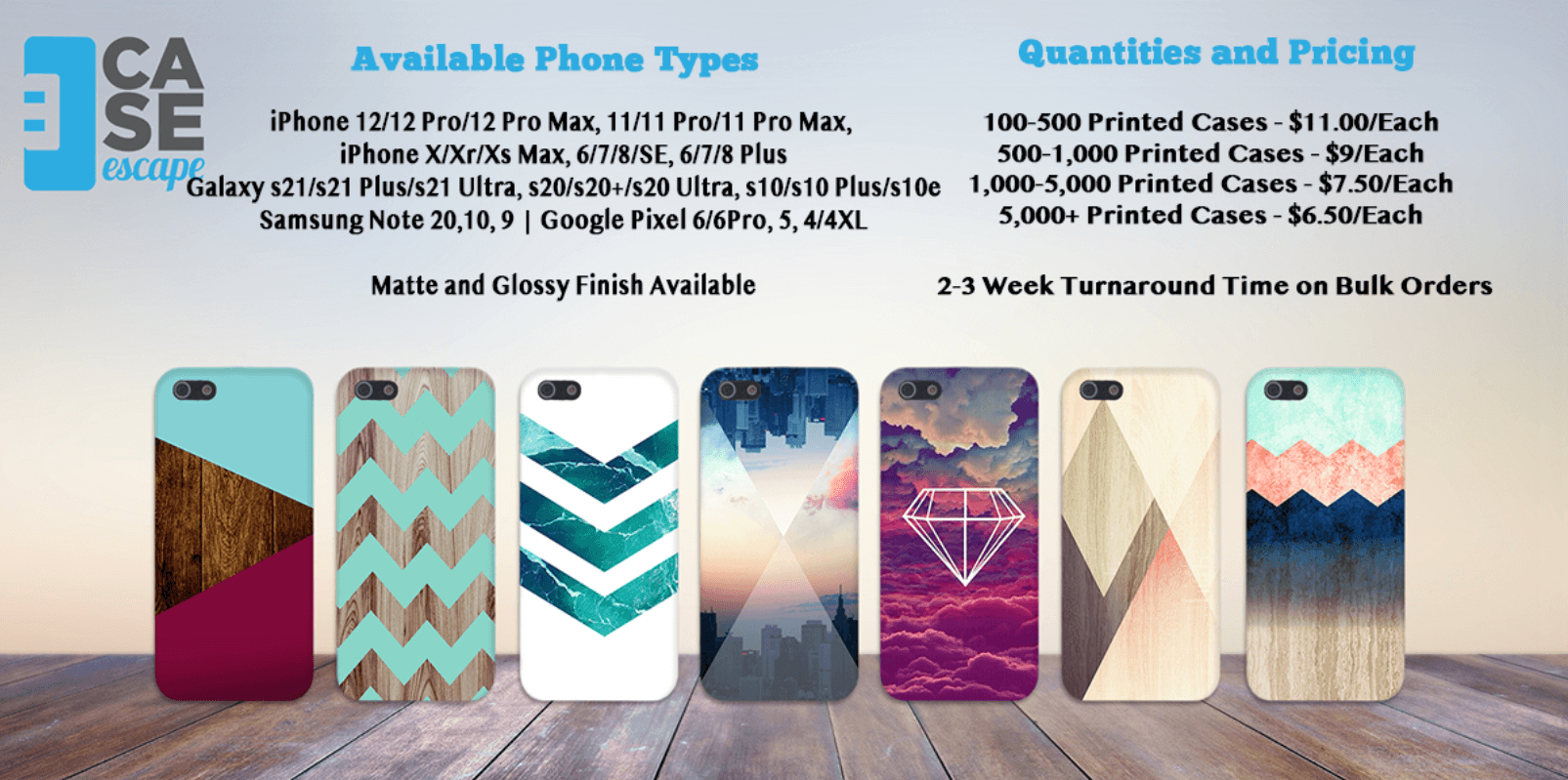 Case Escape Line Sheet (Pricing to Start Your Phone Case Business)