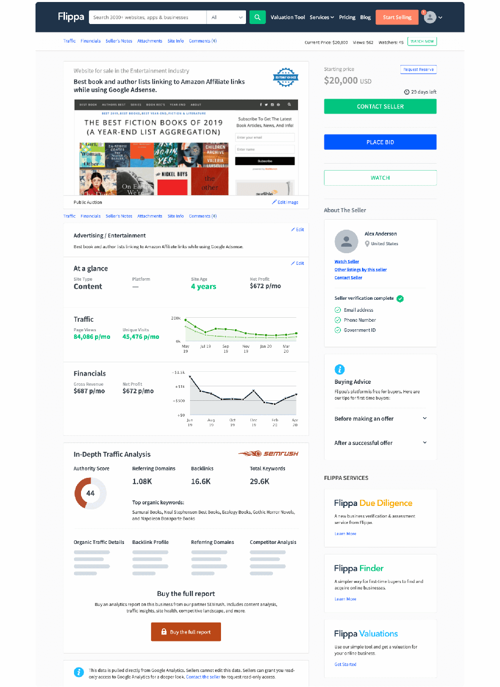 Insights and Due Diligence in the How to Buy a Blog Process (SEMRush Traffic Statistics)