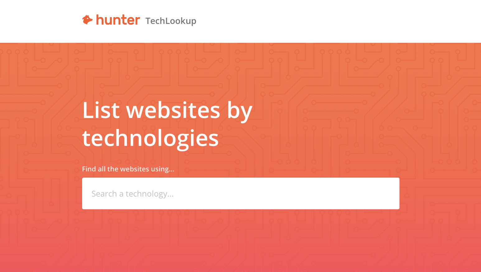 Hunter TechLookup (BuiltWith Alternative) Screenshot