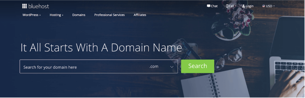 Bluehost for Domain Registration (Screenshot of Registering)