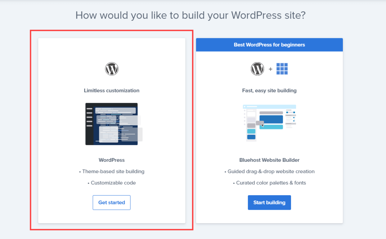 bluehost build wordpress site