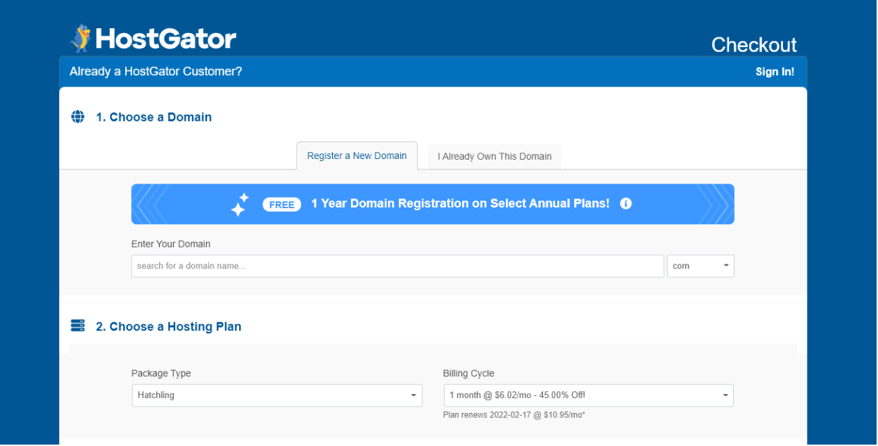 hostgator hosting plan