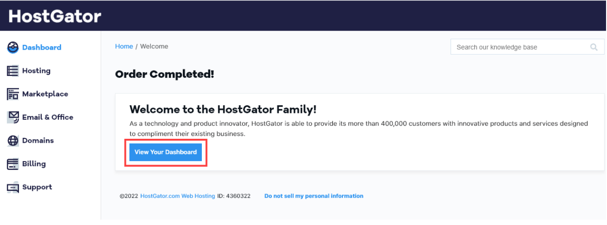 hostgator dashboard