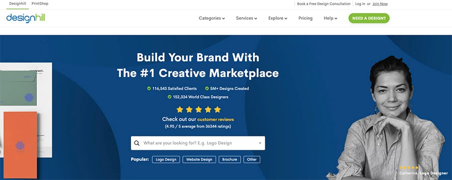 Designhill Freelance Jobs for Designers (Website Screenshot)
