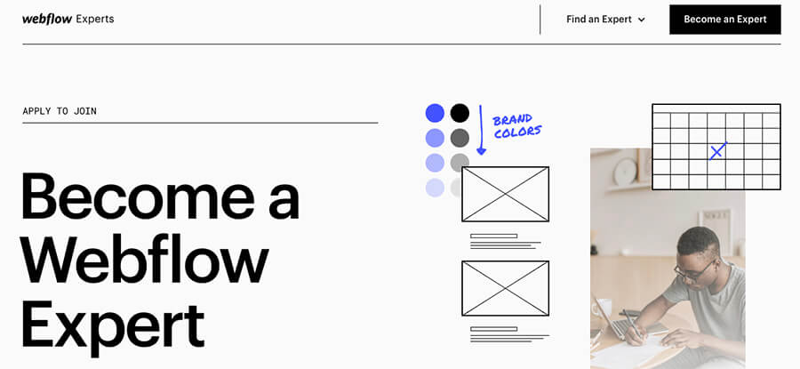 Webflow Experts for Freelance Jobs in Software Development (Webflow Screenshot)